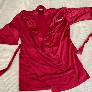 Silky Maroon Embroidered Robe